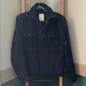 GAP Checkered Zip Up Button Wool Jacket Blue Black Color Size Large